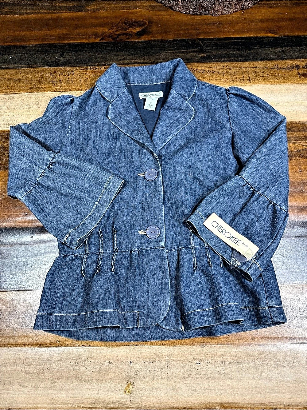 Cherokee Denim Blazer Jacket in Blue Girls XL NWT